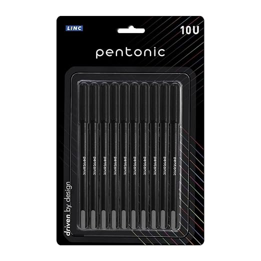 Linc Pentonic Black Gel Pen Pack of 10 (0.6 mm)