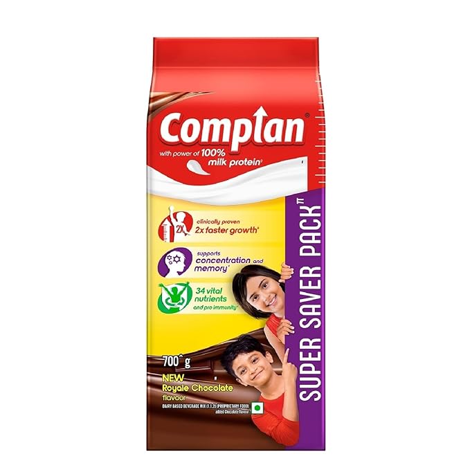 Complan Nutrition Drink Powder for Children, Royale Chocolate Flavour, 700g Carton | Protein & 34 Vital Nutrients