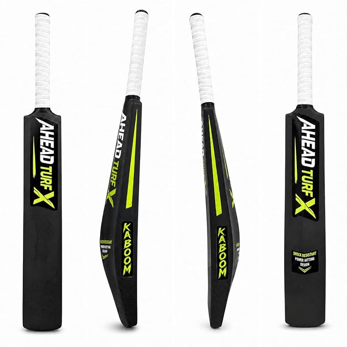 Ahead Turf X Plastic Cricket Bat | Full Size 34 Inch | Lightweight Tennis Ball & Soft Ball Bat | Shock Resistant | Premium Grip | Black
