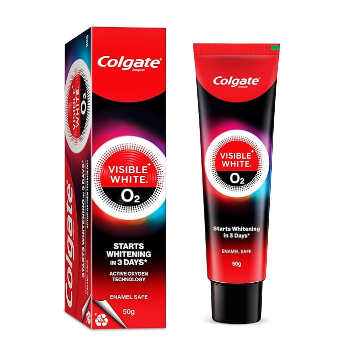 Colgate Visible White O2 Teeth Whitening Toothpaste 50g | Active Oxygen Technology | Enamel Safe