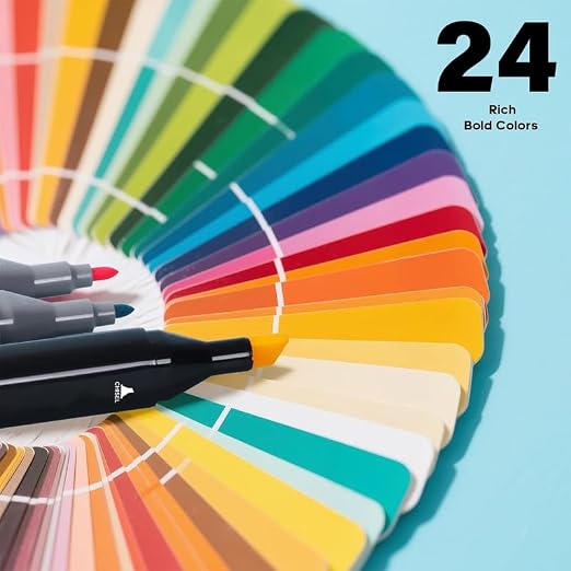 KLIFFOO 24 colour water based art markers colour palette