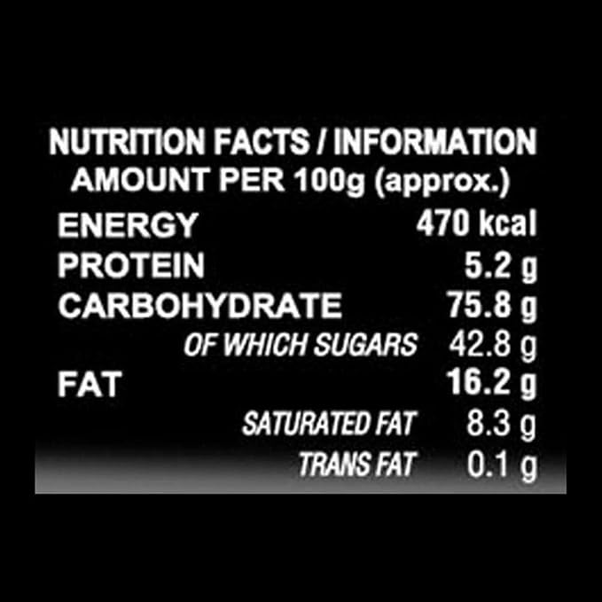 Nutritional information of Parle Hide & Seek Black Bourbon Choco Crème Sandwich Biscuits 100g