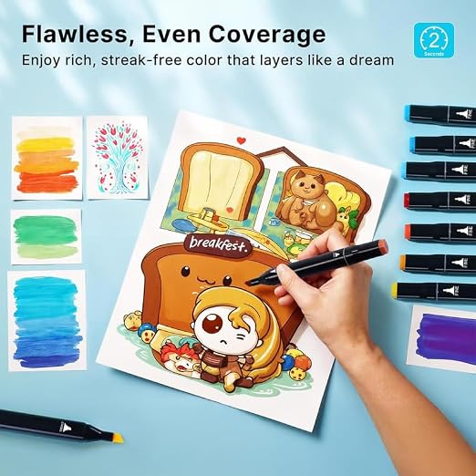 KLIFFOO sketch markers smooth colour blending and even coverage
