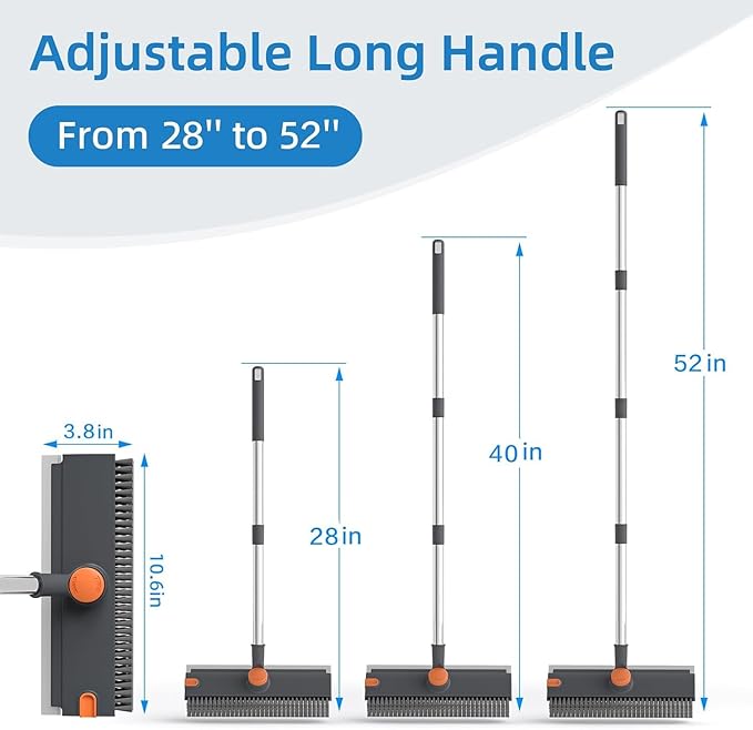 Adjustable long handle floor cleaning brush