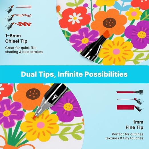 KLIFFOO dual tip marker fine tip 1mm and chisel tip 1 to 6mm
