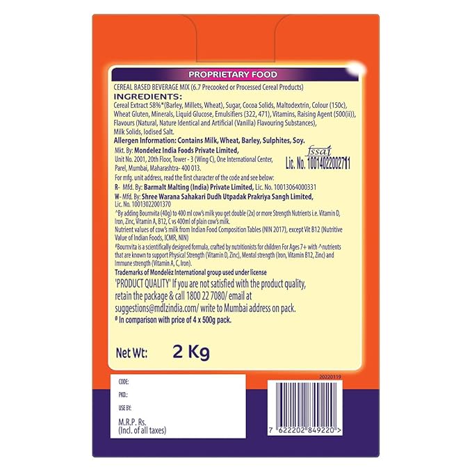 Bournvita ingredients and product details