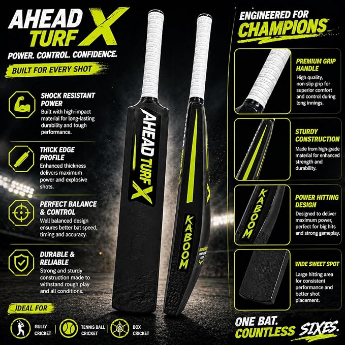 Ahead Turf X cricket bat premium grip thick blade