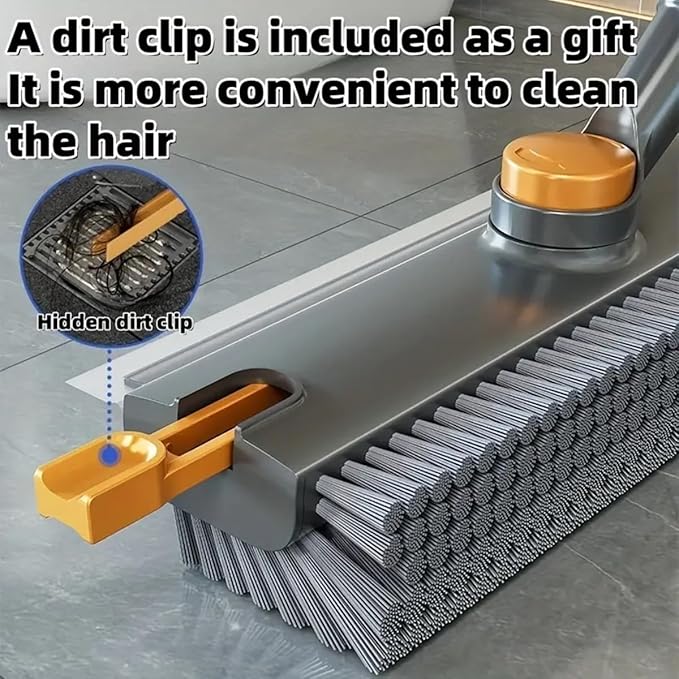 Floor scrubber with hidden hair cleaning clip
