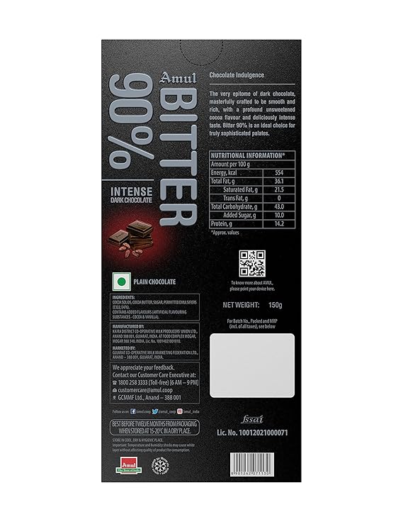 Amul 90 Percent Chocolate Nutrition Facts